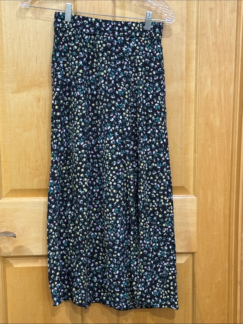 Elodie Black Maxi Skirt with Pastel Floral Print